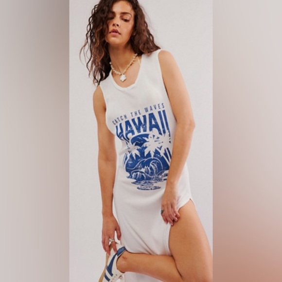 Rare Free People x Vintage Souls Catch The Waves Hawaii Tunic Dress Size XS - Picture 1 of 7